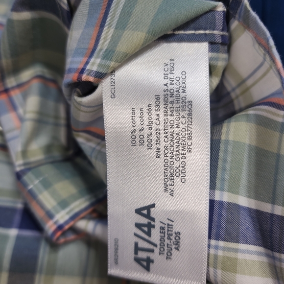 OshKosh B'Gosh Kids' Plaid and Denim Shirt Set of 2 (4T), 100% Cotton. - Picture 6 of 12